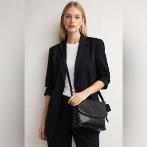 Vintage Black Genuine Leather Equestrian Style Saddle Crossbody Bag